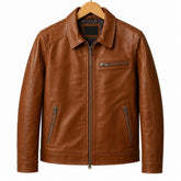 Luxury Brown Leather Jacket J-10