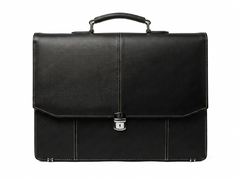 Signature Stitch Matte Black Leather Bag