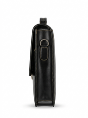 Signature Stitch Matte Black Leather Bag