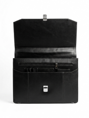 Signature Stitch Matte Black Leather Bag