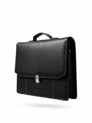Signature Stitch Matte Black Leather Bag