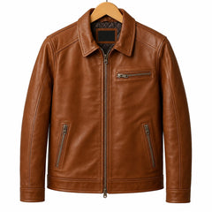 Luxury Brown Leather Jacket J-10
